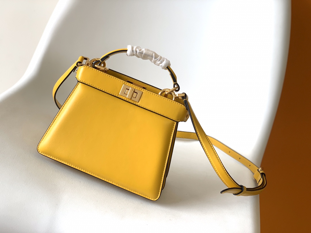 Fendi Peekaboo ISeeU Petite Yellow Padded Nappa Leather Bag